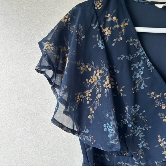 Neesees Dresses The Karlee Orange Creek Modest Maxi Chiffon Navy Floral Dress S - Picture 4 of 12